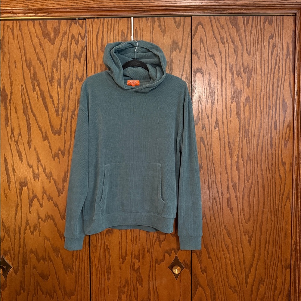 Negative Space Green Ribbed V-Neck Sweater - M